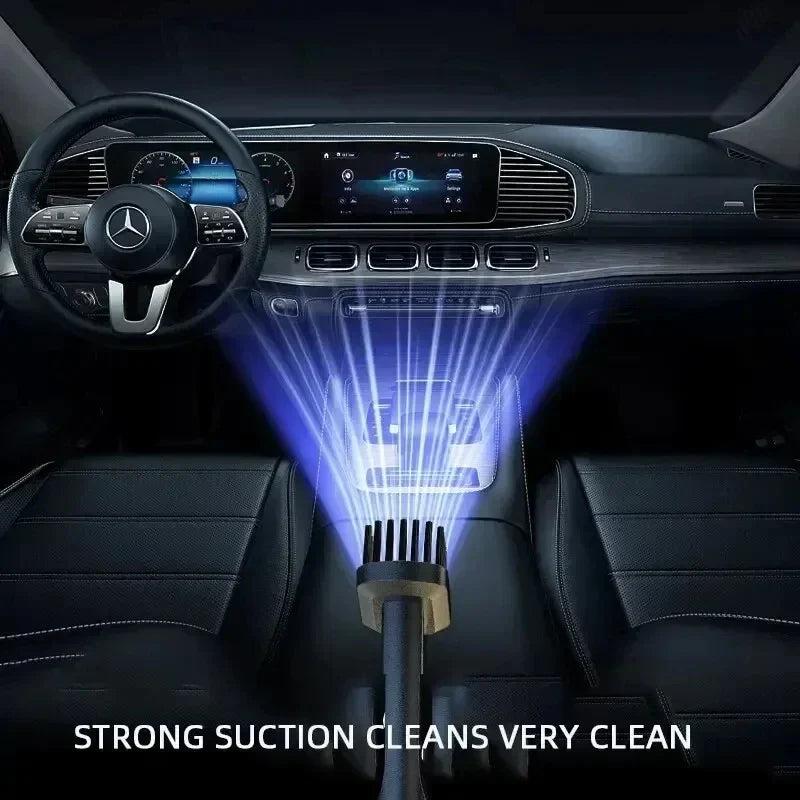 Powerful cordless car vacuum for pet hair removal. USB rechargeable handheld cleaner with strong suction for auto interiors.