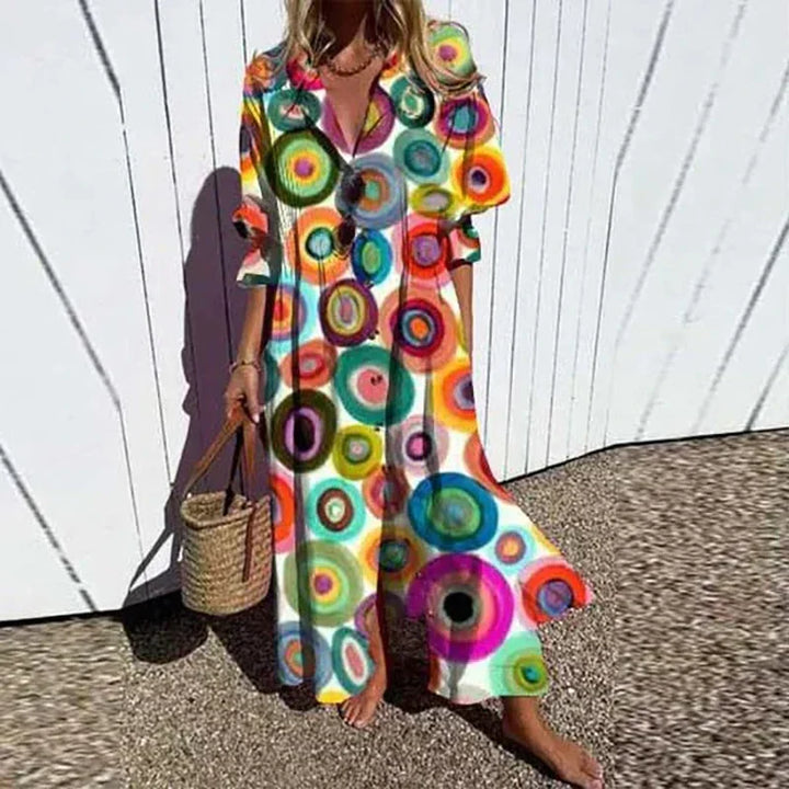 Relaxed fit women's boho dress, a comfortable and chic flowing summer maxi.