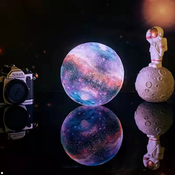 Portable LED moon lamp with remote, offering 16 dynamic colors & ambient glow, ideal for any room.