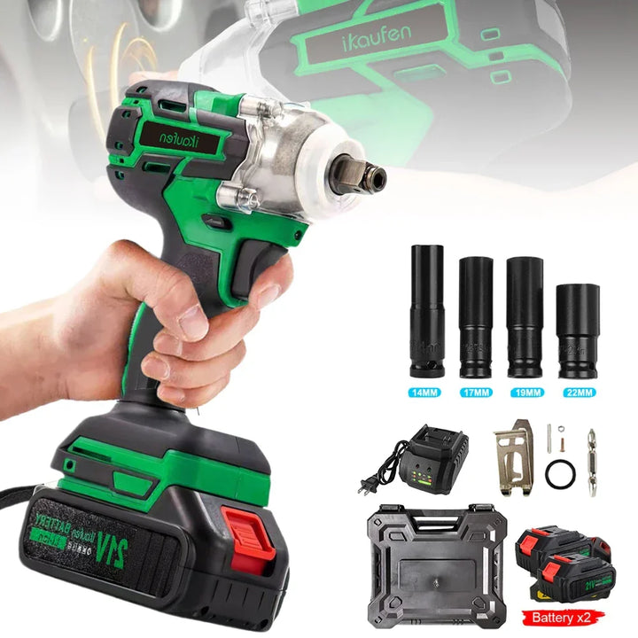 Versatile 21V cordless impact wrench for DIY projects and heavy-duty repairs, ensuring efficient performance.