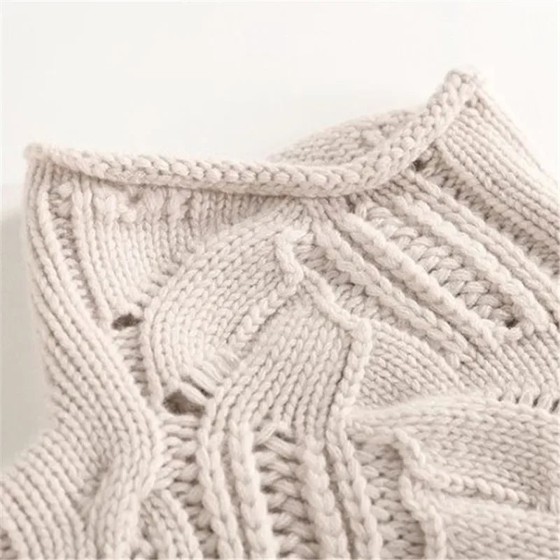 Cozy women's turtleneck sweater with a unique wavy cable knit. Warm & stylish knitwear, ideal for layering.