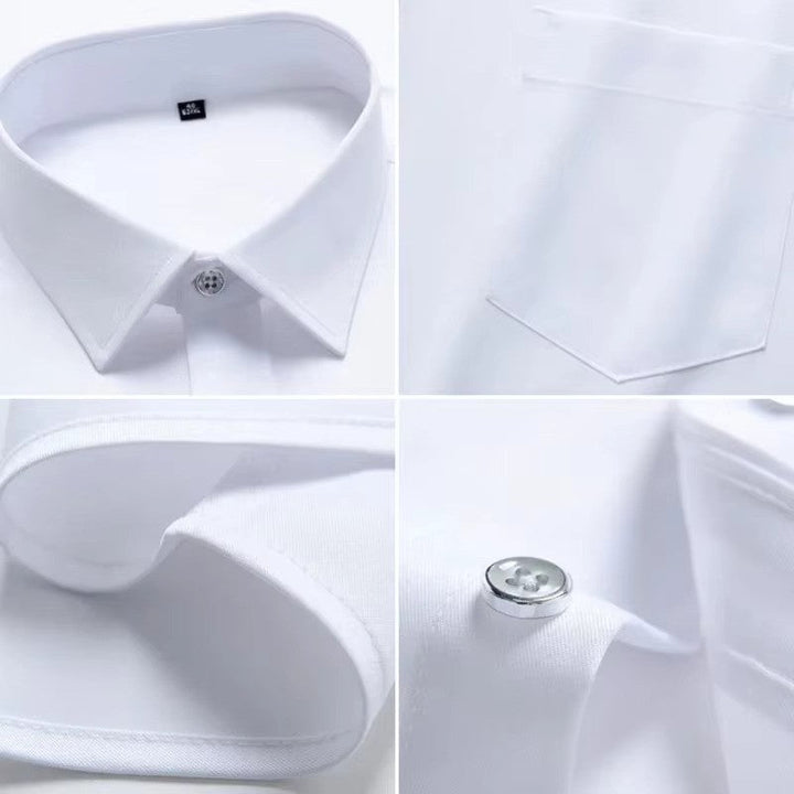 Men's smart casual long-sleeve shirt. Essential button-down menswear, perfect for office or versatile daily outfits.