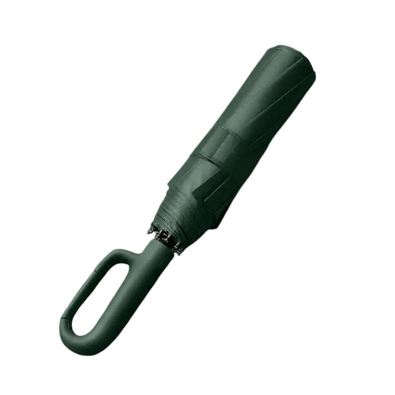 Portable automatic travel umbrella fitting in a bag, essential travel accessory for sun and rain protection.