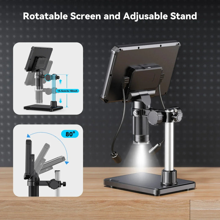 High-resolution 7-inch digital microscope enhancing PCB repair, coin inspection clarity, and detailed work.
