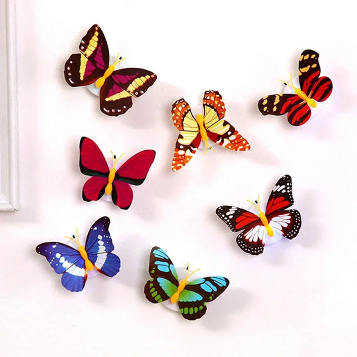 Battery-powered LED butterfly nightlight for easy stick-on wall decor, offering color-changing light for any room.