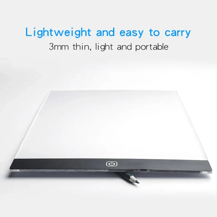 Beginner artist's dimmable art tracing pad for detailed drawing, sketching, calligraphy & animation.