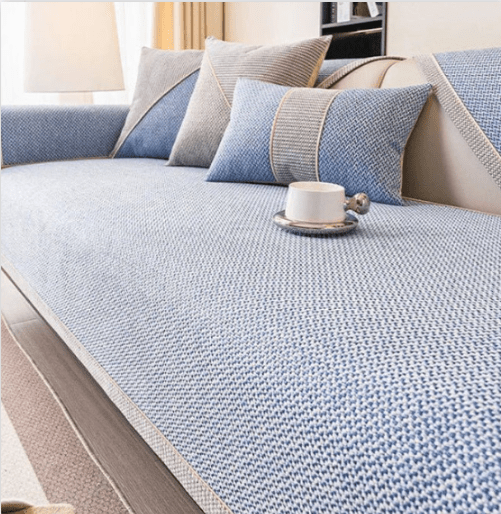 Washable, pet-friendly cotton-linen couch protector with non-slip backing. Ideal for busy homes & all-season use.