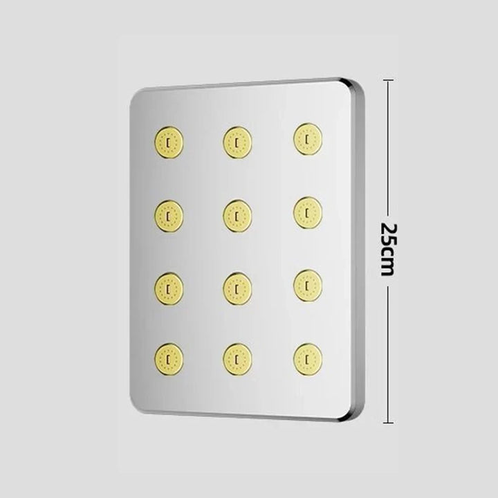 Enhanced water flow from a premium 10-inch overhead shower head, ideal for a comfortable home spa experience.