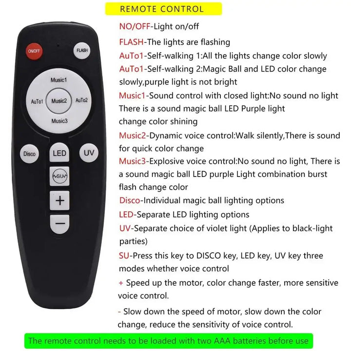 Multi-color RGB sound-activated LED party light, creating energetic stage lighting for festive home entertainment.
