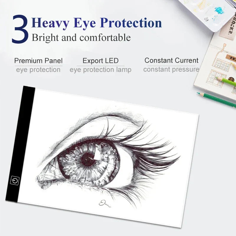 Kids' dimmable LED art tracing pad for educational drawing, sketching, and creative art projects.