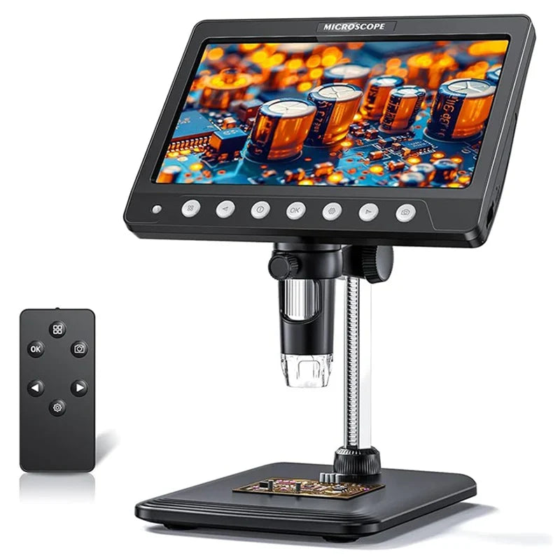 7-inch USB digital microscope for precision electronic repair, PCB inspection, and soldering.