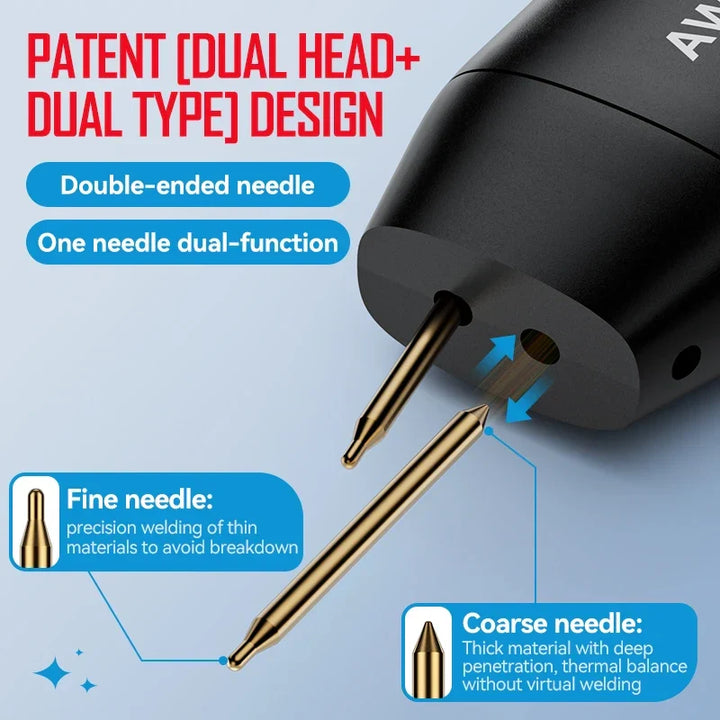 Specialized spot welder for efficient 18650 battery pack fabrication, assembly, and repair tasks.
