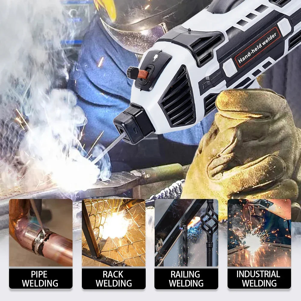 Hobbyist's gray arc welder for home. Compact 4600W electric welding machine for DIY metal fabrication.
