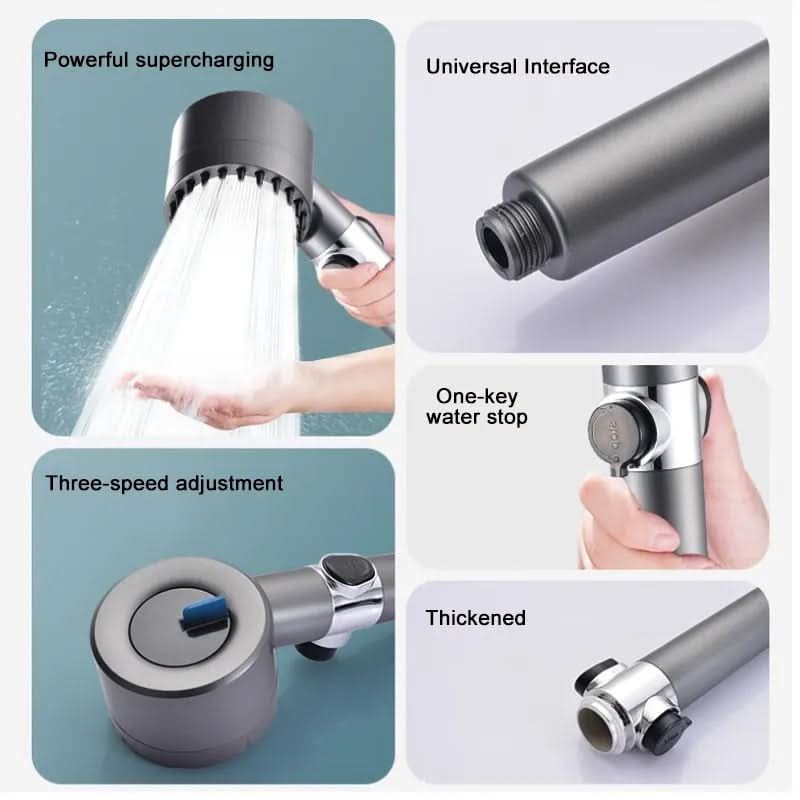 Advanced shower system: unisex high-performance water filter shower head with massage jet for invigorating filtered showers.