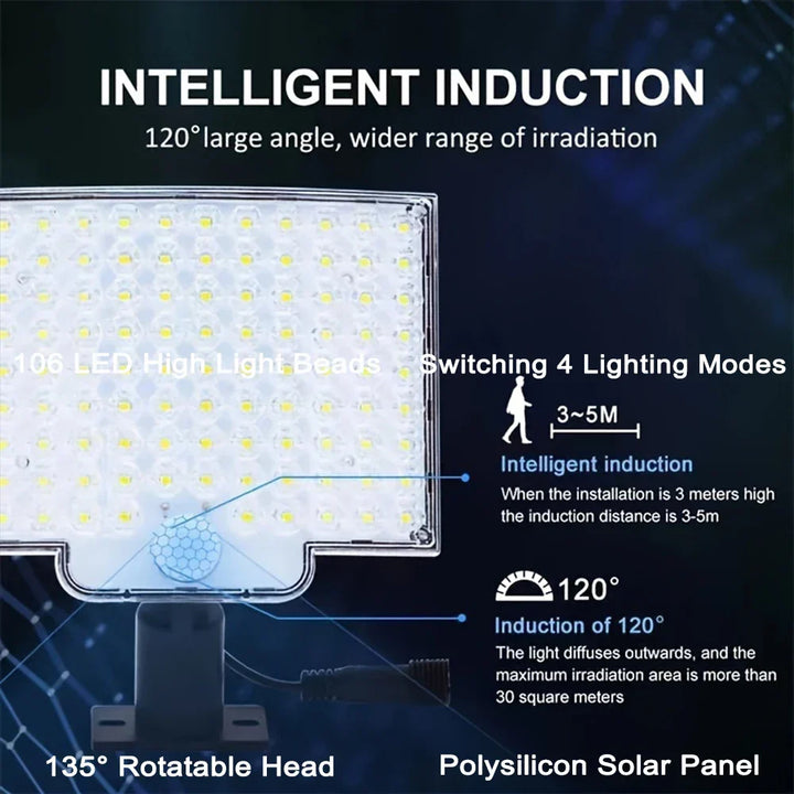 Easy-install wireless solar motion sensor light, ideal for garden & patio, ensuring outdoor home security.