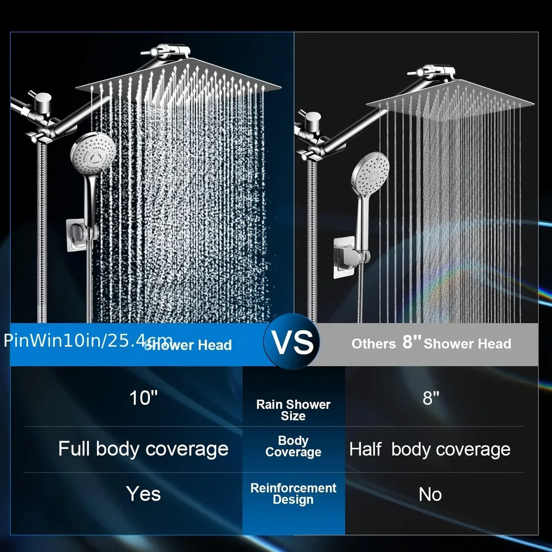Luxury Tavvitaimp18 10-inch silver chrome shower system. Concealed, wall-mounted for modern bathroom aesthetics.