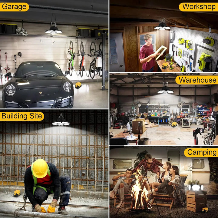 Versatile 20V portable LED work light, ideal for garage, job site & outdoor lighting. Cordless emergency floodlight.