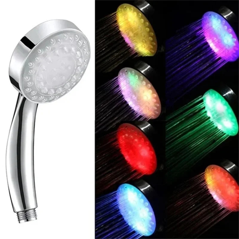 Enjoy a soothing rain shower with this multicolor LED showerhead. Water-saving bathroom fixture enhances your daily routine.