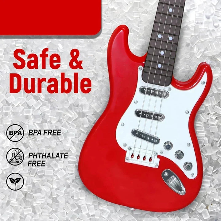 Childrens instrument: a 4-string electric guitar for kids, promoting creative play and music skills.