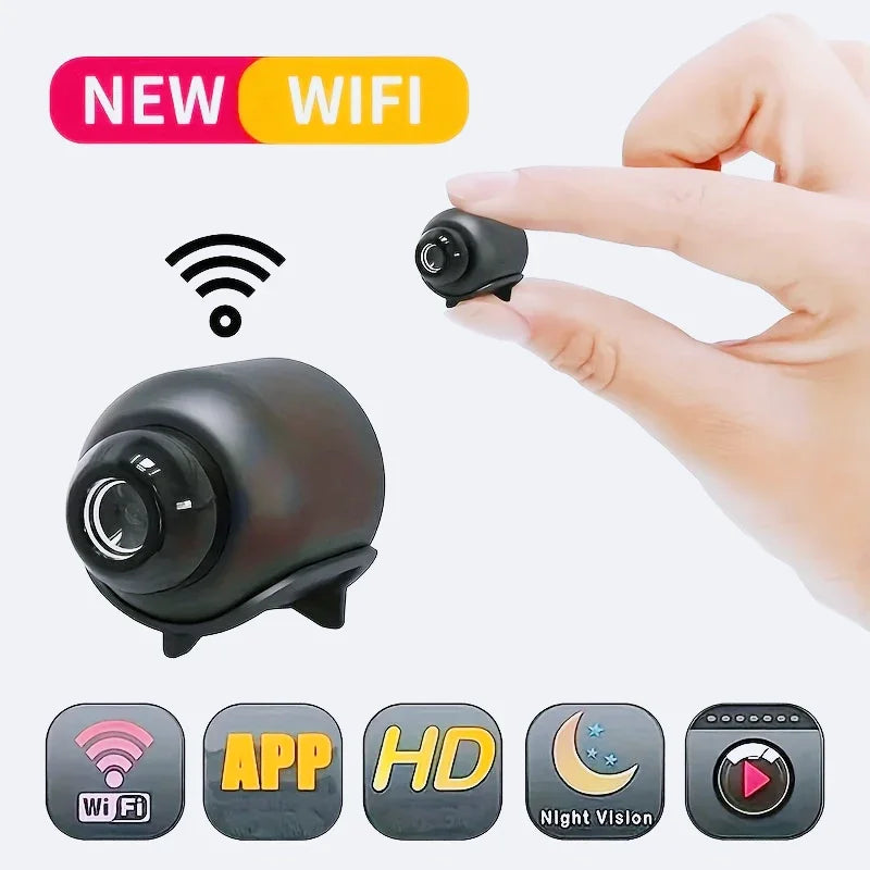 Smart indoor WiFi camera for home security, featuring night vision, app control & two-way audio.
