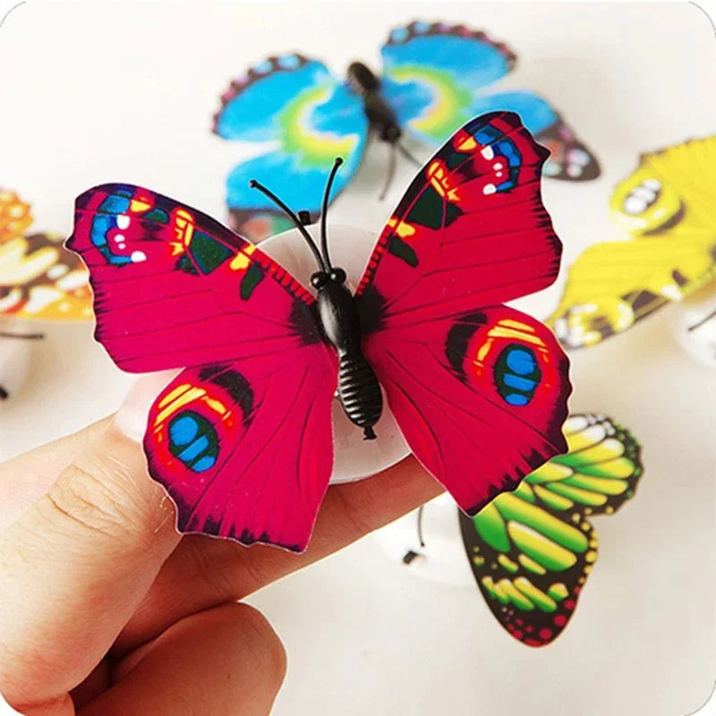 Easy stick-on LED butterfly lamp, a beautiful wall decor accent. Ideal color-changing nightlight for nurseries.