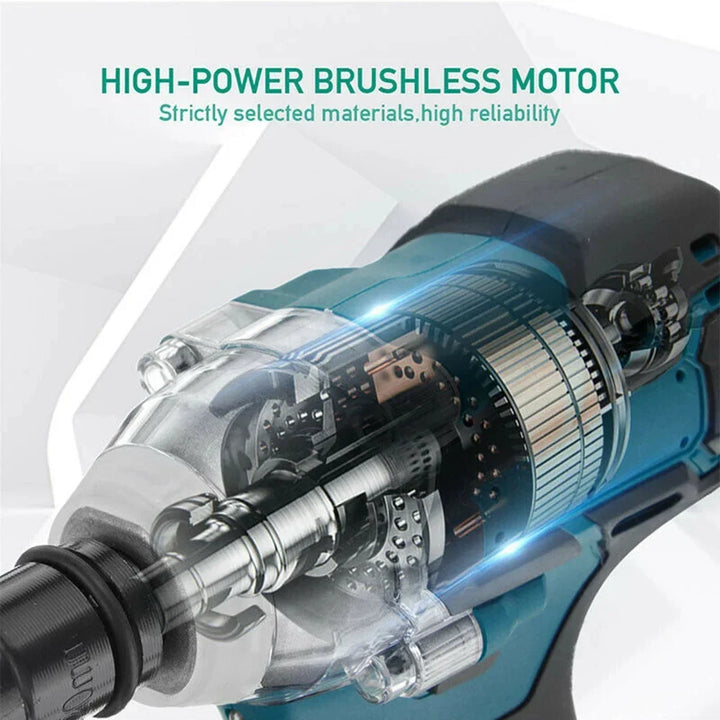 Durable men's heavy duty cordless impact wrench, 380 ft-lb torque, essential power tool for mechanics.