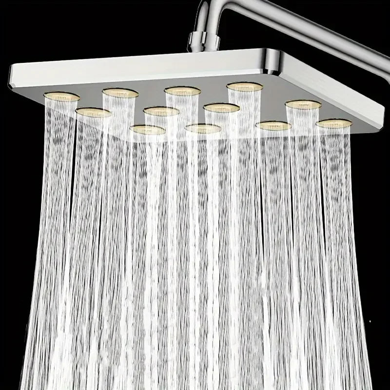 Luxury 10-inch overhead shower head, transforming your bathroom into a home spa with enhanced flow.