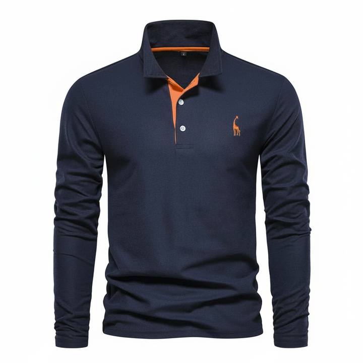 Effortless style with this men's slim fit long sleeve polo. A versatile collared shirt for comfort and fashion.