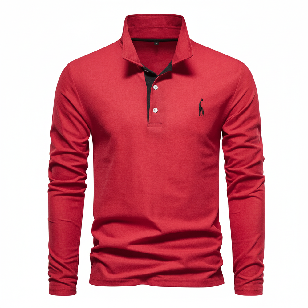 Men's slim fit long sleeve polo shirt, a comfortable collared top for smart casual & everyday wear.