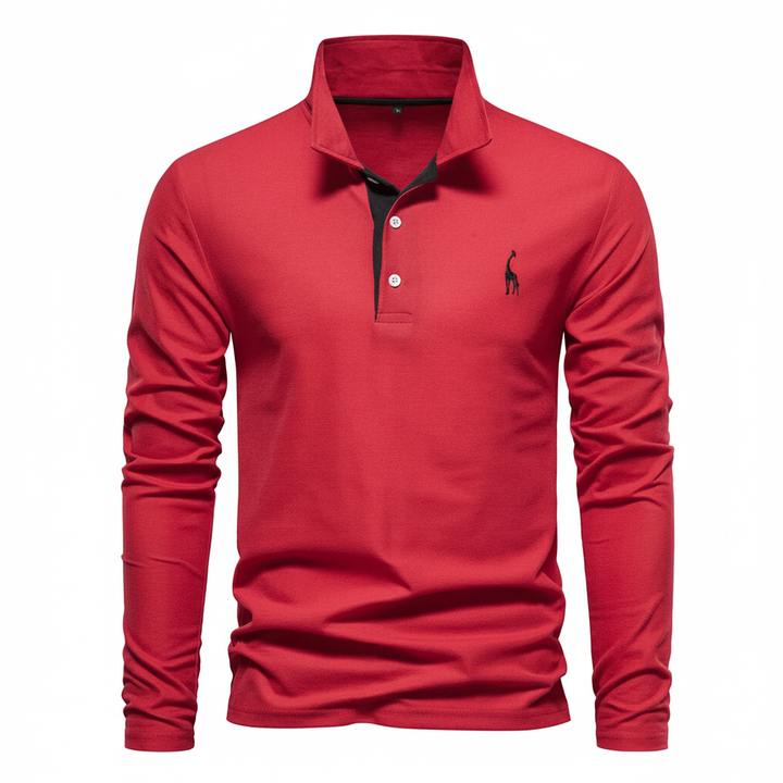 Men's slim fit long sleeve polo shirt, a comfortable collared top for smart casual & everyday wear.