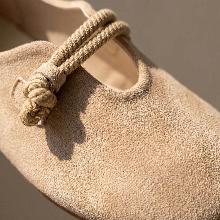 Casual women's flat shoes, slip-on style. Supportive for travel & everyday; features elegant rope detail.