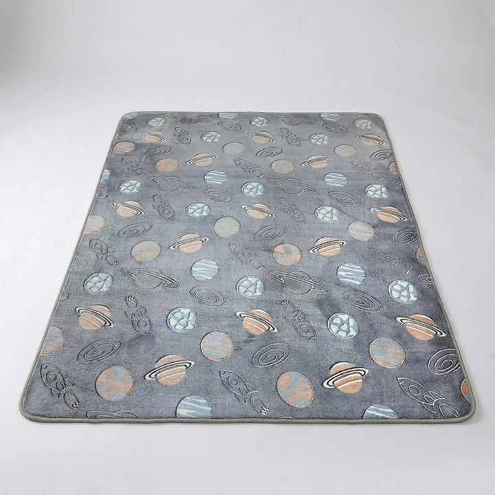 Vibrant Flowique wave design area rug. Eye-catching & soft for kids' rooms or home decor.