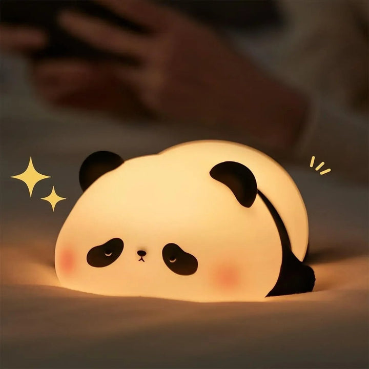 Cute animal silicone night light with dimmable soft glow, ideal for children's room decor.
