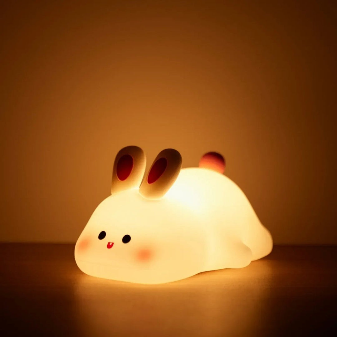Dimmable soft silicone night light, touch control, perfect for a soothing baby nursery.