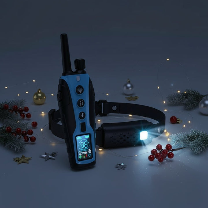 Waterproof remote dog training collar, durable pet e-collar for all weather conditions and outdoor behavior training.