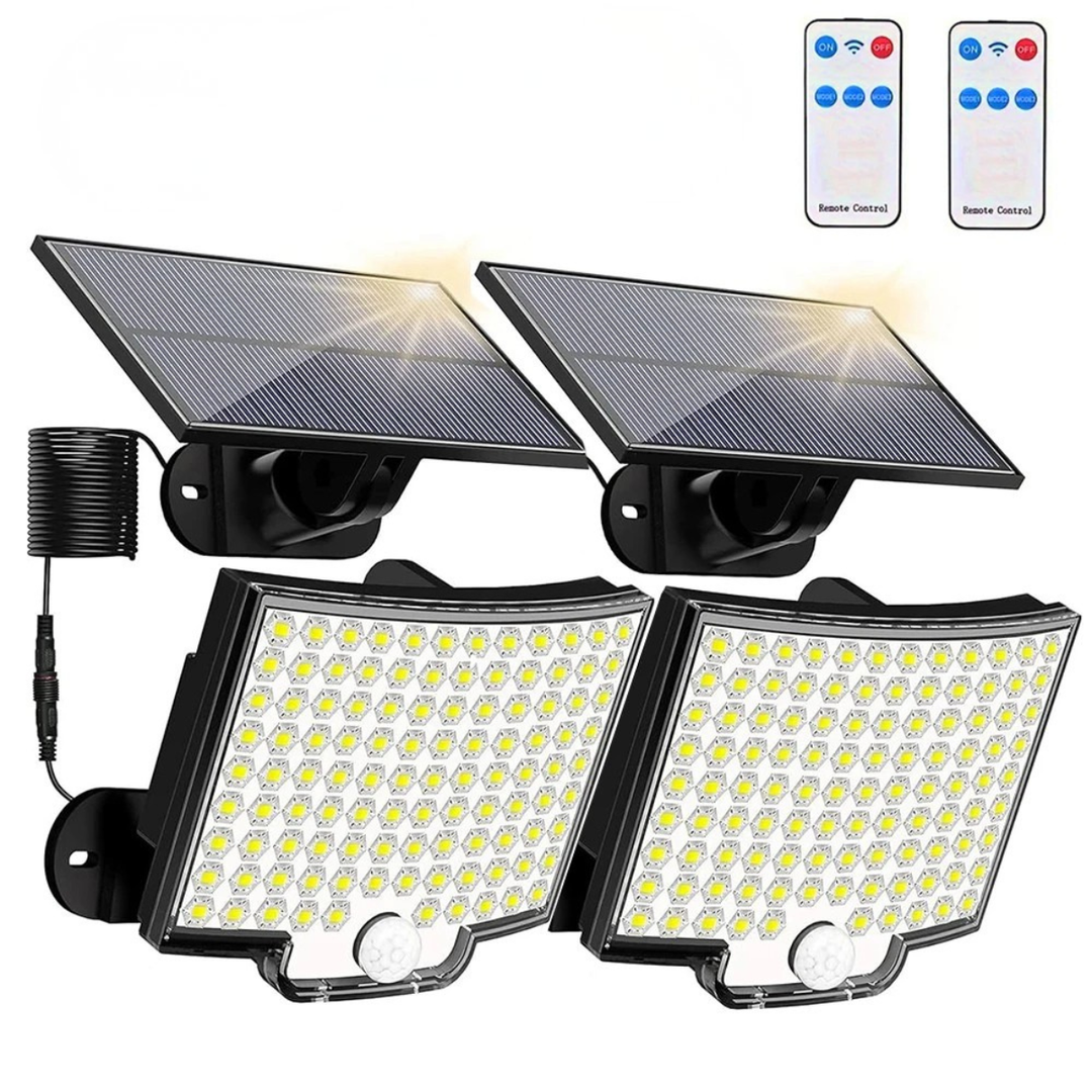 Advanced solar motion sensor outdoor security light for home safety, energy-efficient LED, wireless installation.