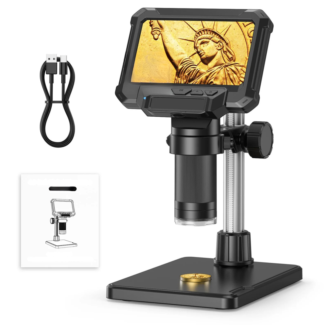 Tavvitaimp18 1600X Digital Microscope with 4.3" HD screen, perfect for detailed inspection & viewing.