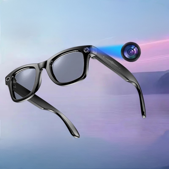 Durable men's waterproof smart glasses with camera, video recording, and instant translation for adventurers.