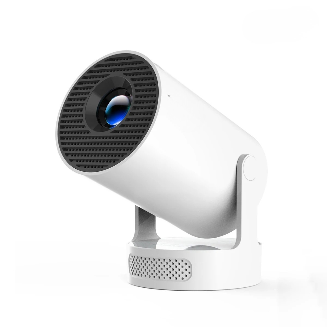 Wireless portable projector with Android OS, ideal for streaming and gaming anywhere with WiFi 6.