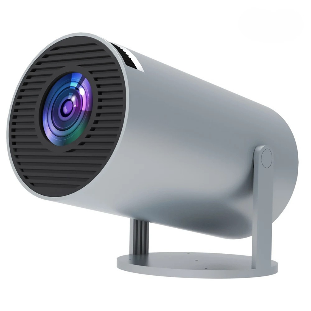 Universal portable projector with WiFi 6 & Bluetooth for immersive home theater movie nights.