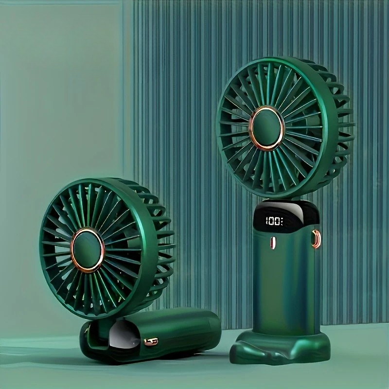 Unisex portable mini fan with 6 adjustable speeds, USB rechargeable for cool comfort.