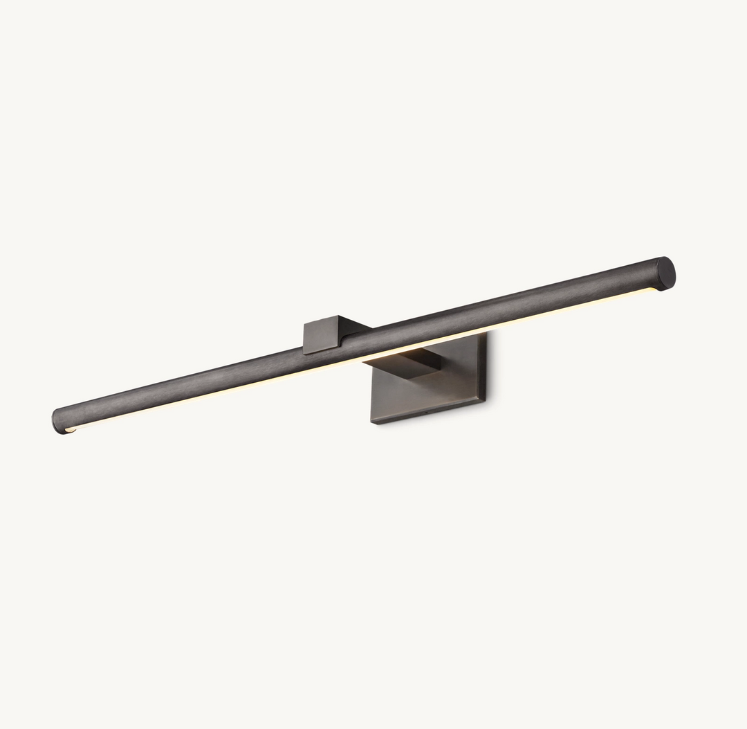 Sleek 48-60 inch LED art lamp, brass finish, perfect for gallery lighting & picture display.