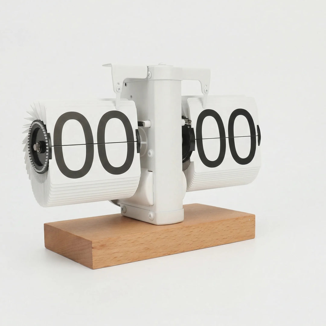 Retro vintage flip desk clock, a unique silent table timepiece perfect for any home or office decor setting.