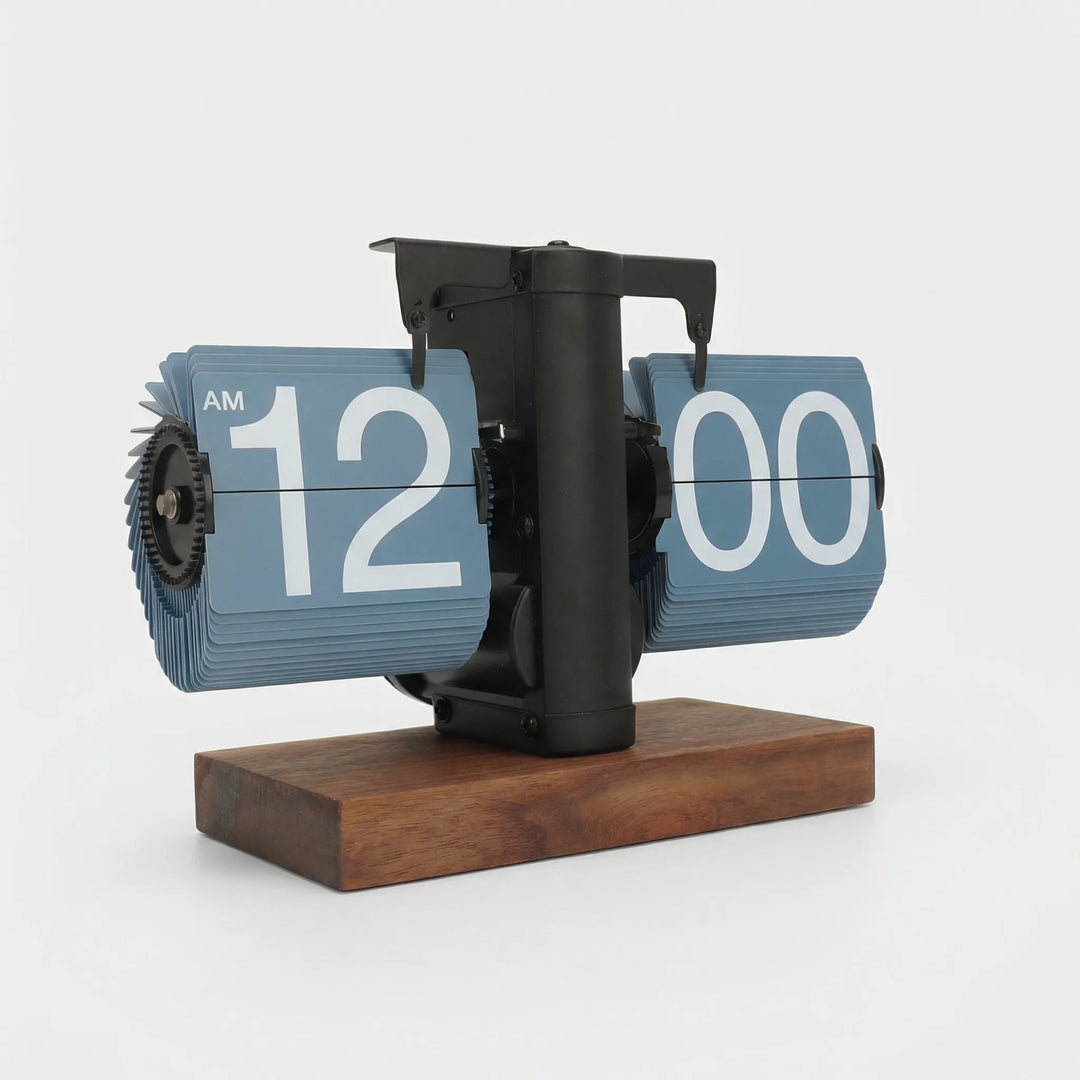 Authentic vintage flip desk clock, a retro and silent timepiece adding unique character to any home or office.