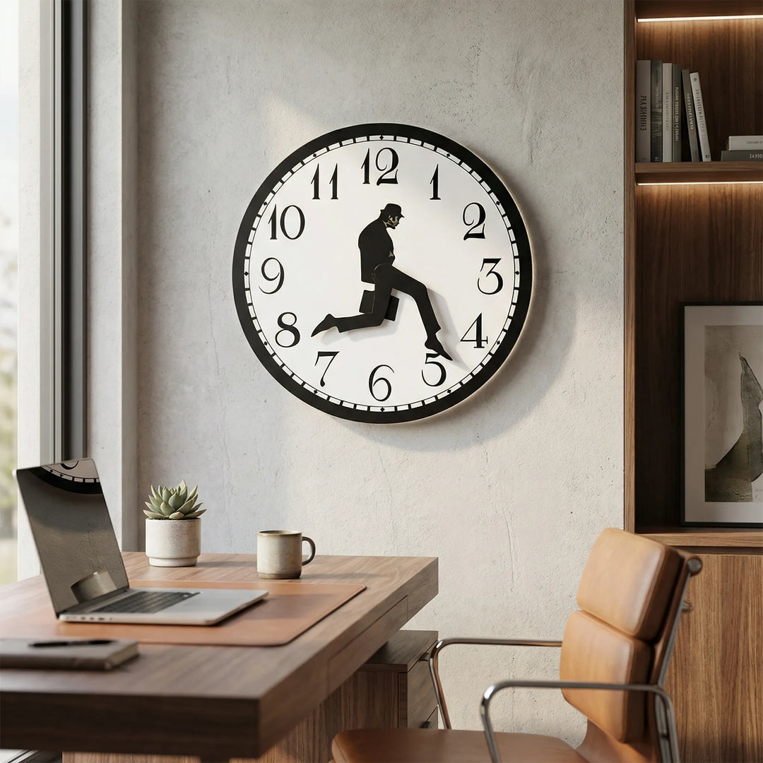 Whimsical wall clock with playful design, easy-read numbers. Perfect modern decor for home or office.
