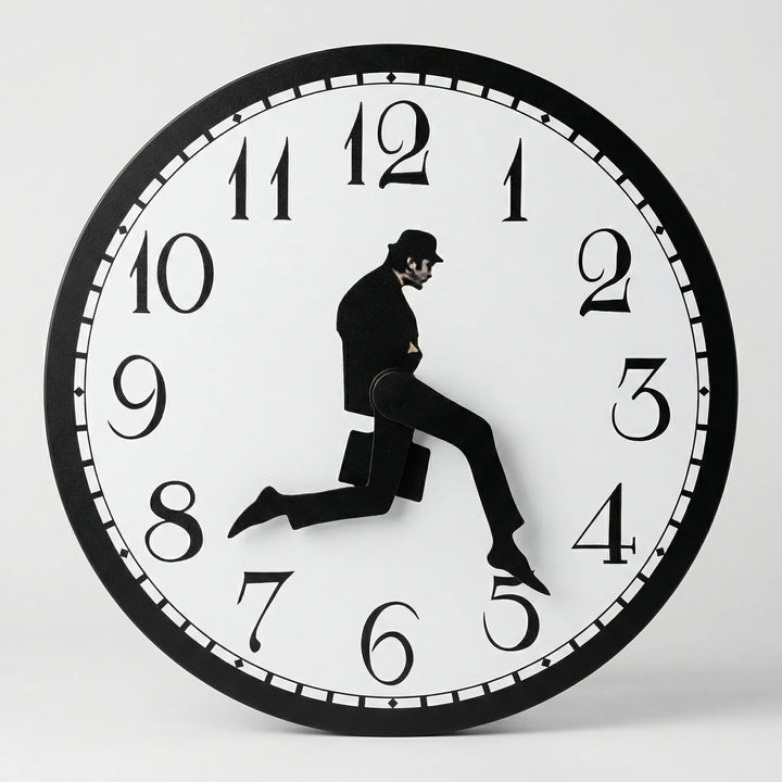 Decorative wall clock, whimsical modern accent. Easy-read, battery operated for living room or office decor.