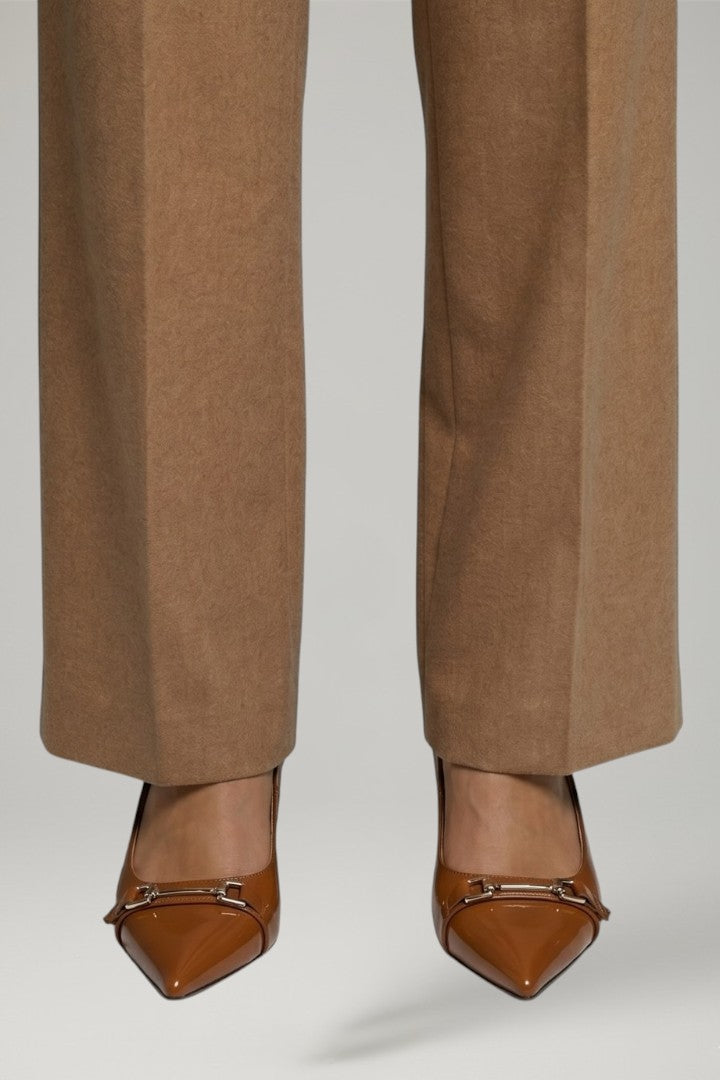 Chic women's light brown pointed toe pumps with open back and stiletto heel. Perfect for elegant party wear.