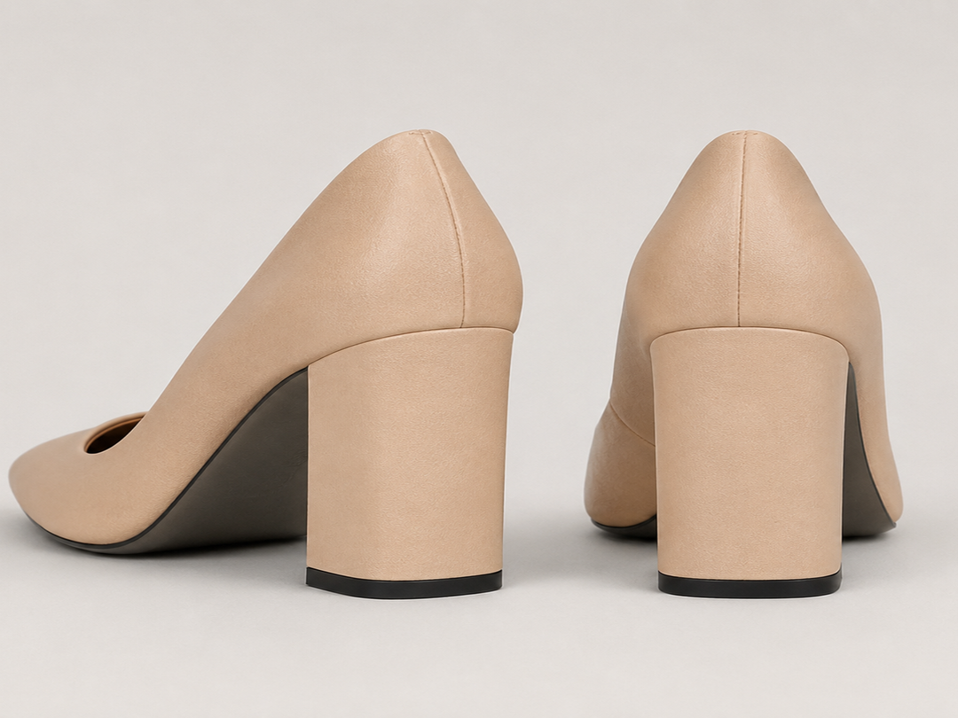 Chic women's slip-on pumps featuring a stylish pointed toe and comfortable, stable block heel design.
