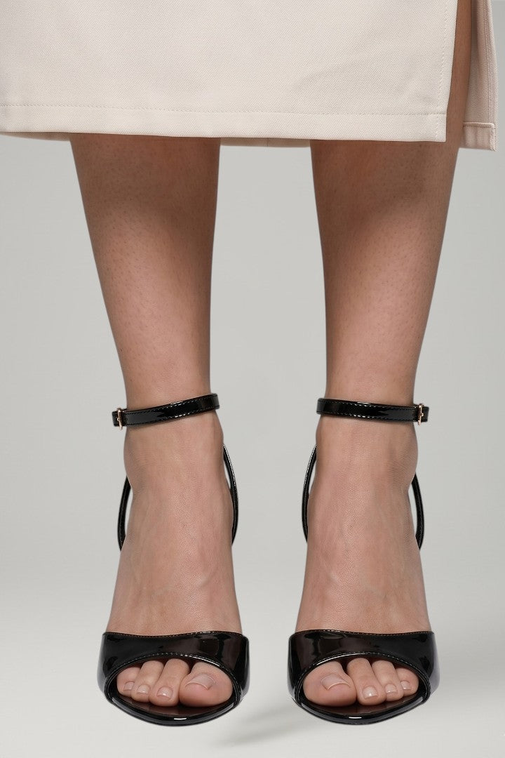 Stylish women's open toe sandals with an ankle strap, elegant cone heel, great for casual or dressy outfits.