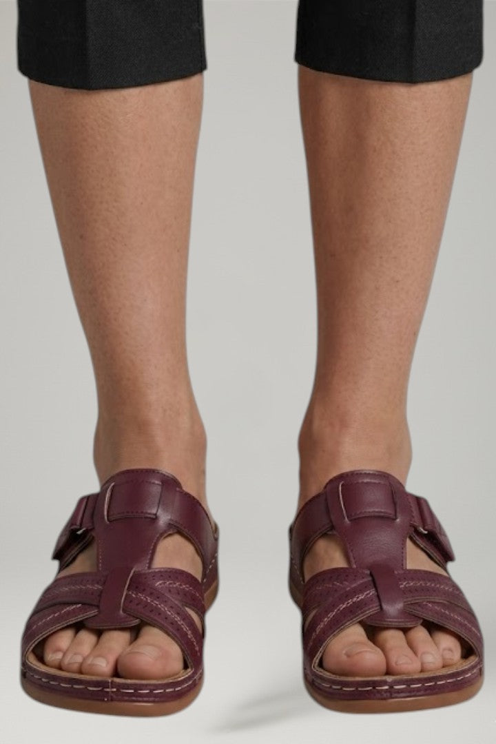 Premium women's comfort sandals, orthopedic arch support, adjustable for all-day foot health.
